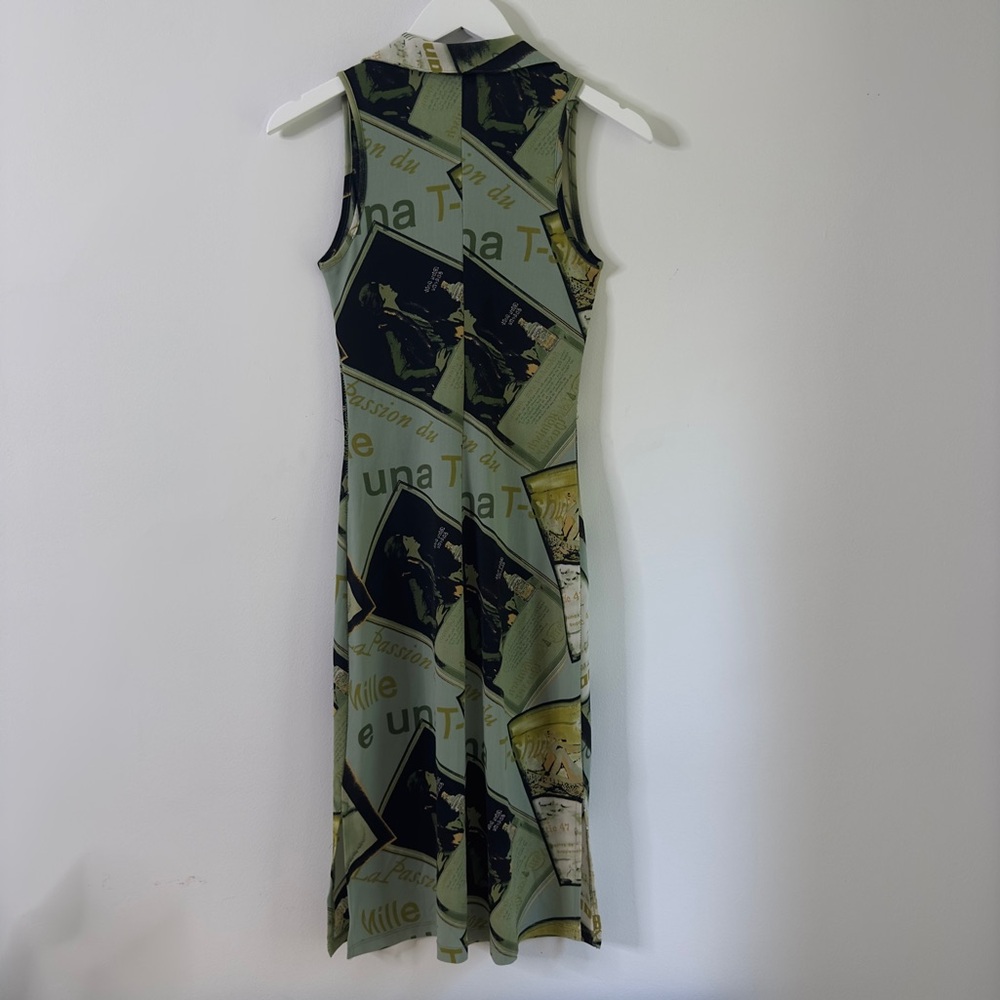 Vintage 90’s Graphic Print Bodycon Semi-Sheer Midi Dress - Picture 5 of 5